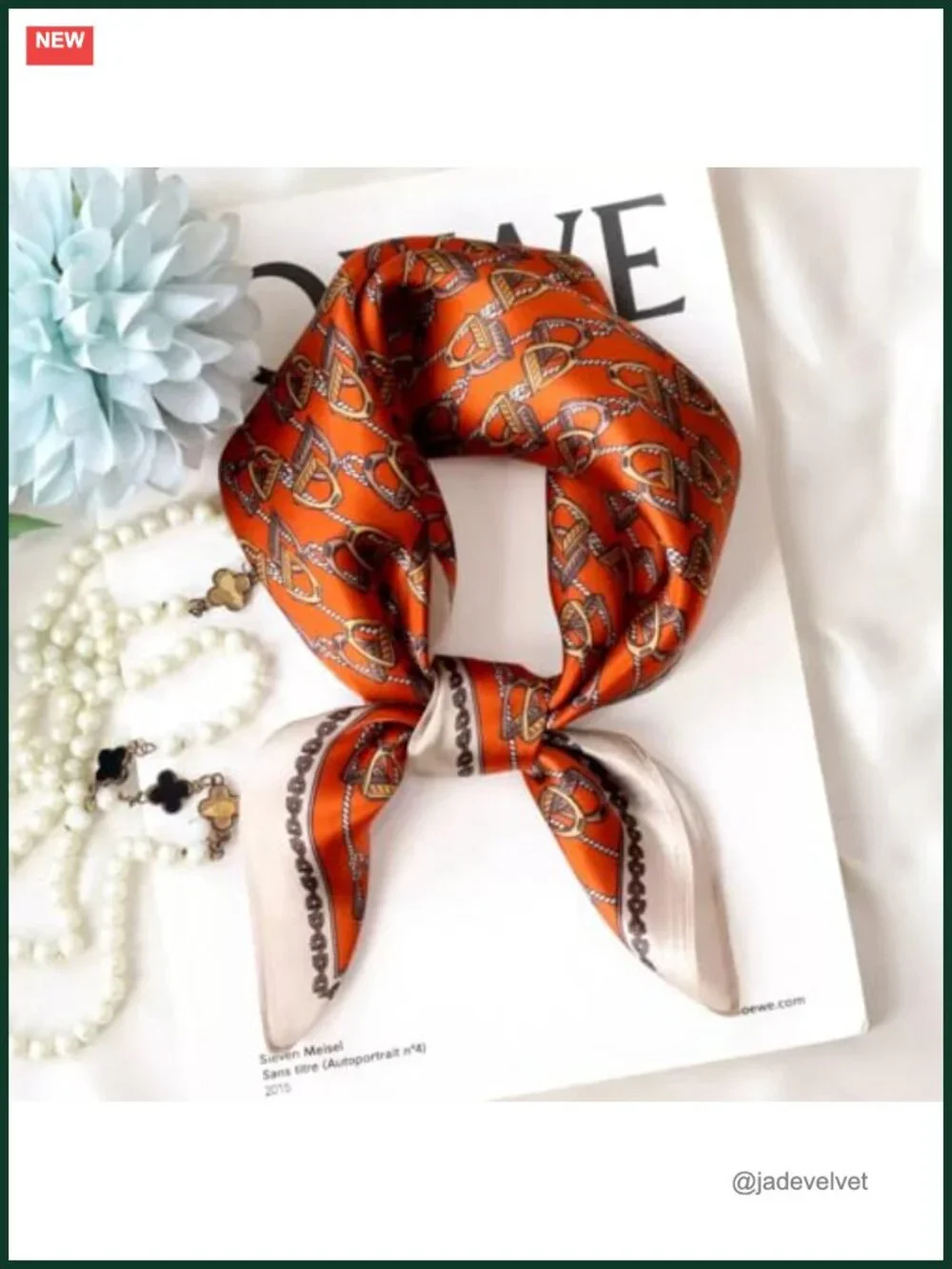 100% Mulberry Silk Small Square Scarf 21x21 Digital Printed Neckerchief